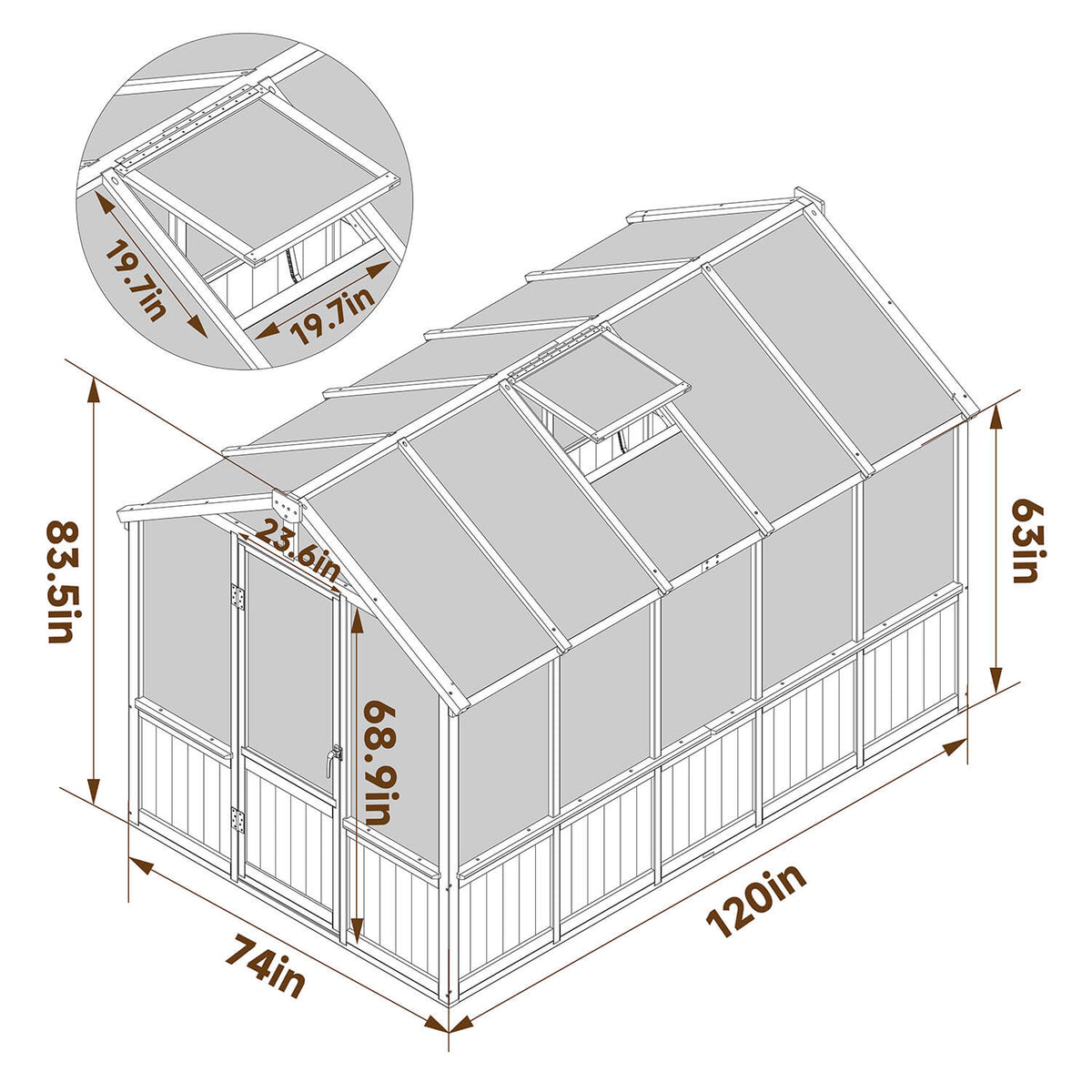 6 x 10 Wooden Greenhouse