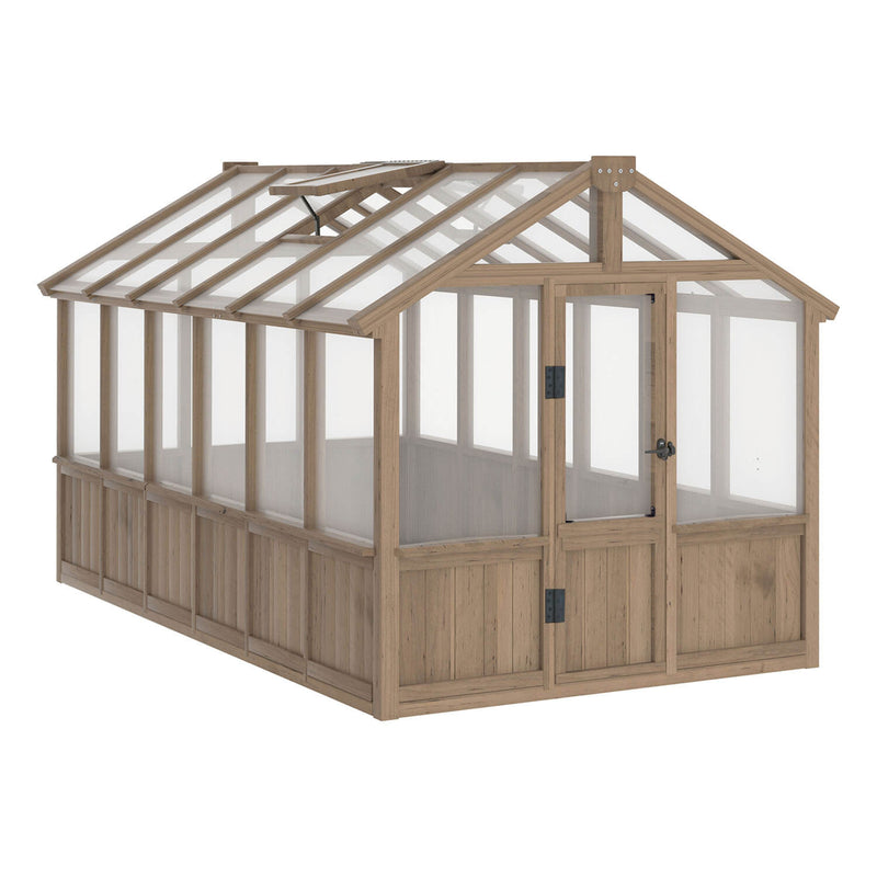 VEIKOUS 6 x 8 Wooden Greenhouse, Walk-in Greenhouse with Ventilated Window and Lockable Door, 6 x 12