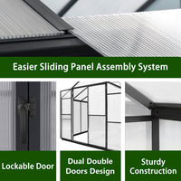 Aluminum greenhouse with easy sliding panel