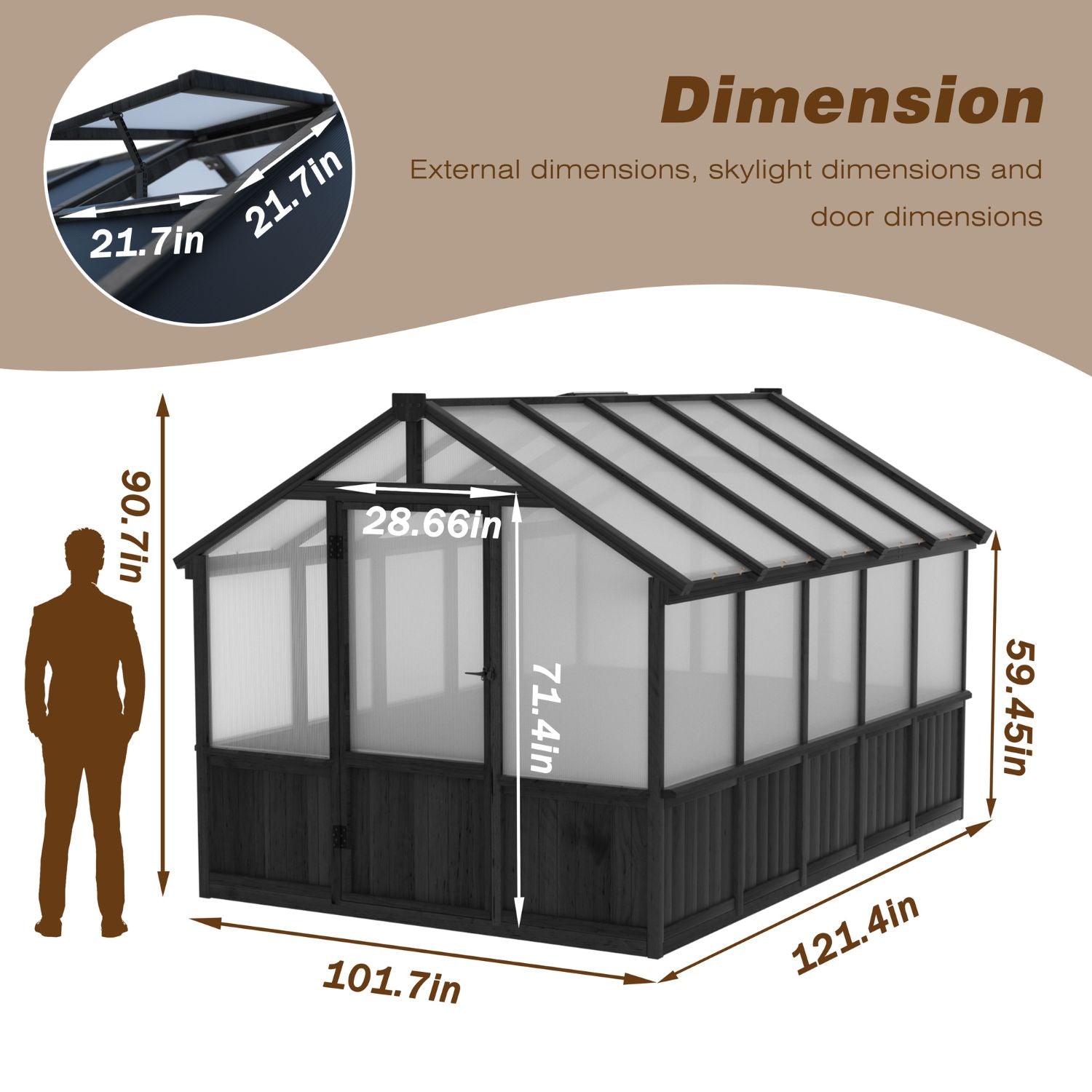 8x8 Wood Frame Greenhouse with Window for Backyard – Veikous