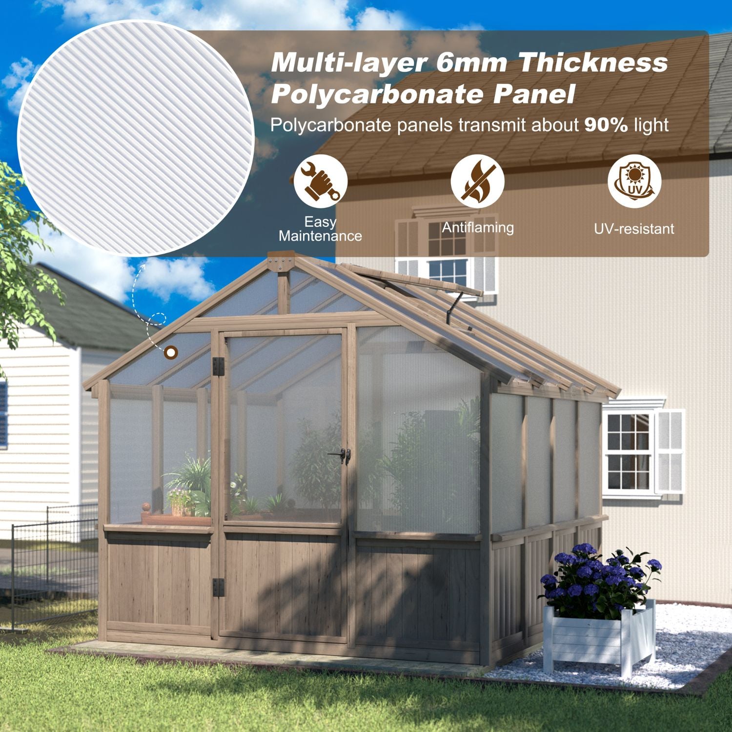 8x8 Wood Frame Greenhouse with Window for Backyard – Veikous