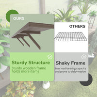 Wooden Greenhouse Shelf, Greenhouse Benches on Side Wall, Greenhouse Shelving for Veikous Greenhouses