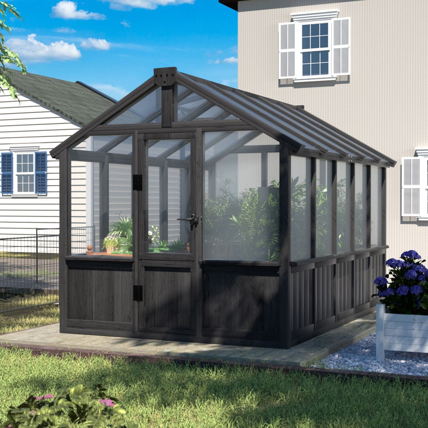 Wooden Greenhouse with Lockable Door