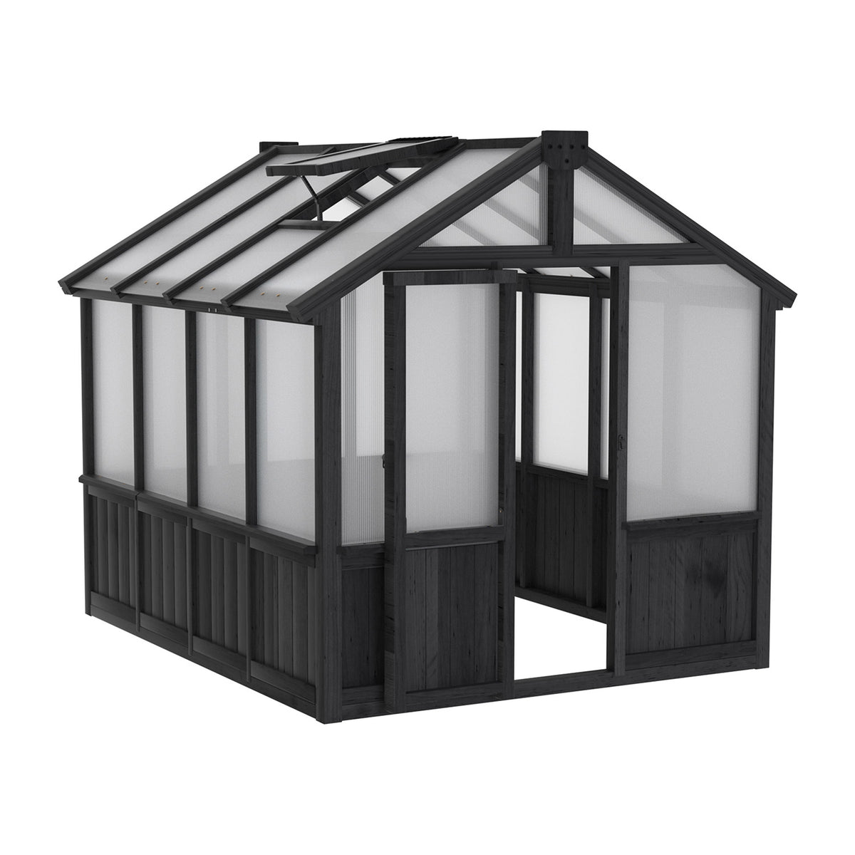Black wood greenhouse 6x8