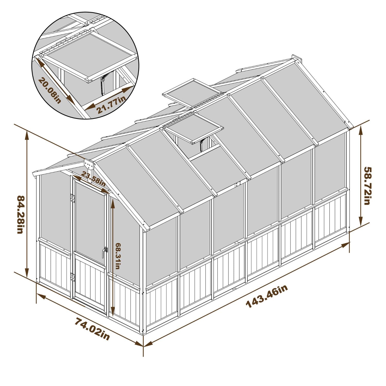 6 x 8 Wooden Greenhouse with Vented Window for Sale – Veikous