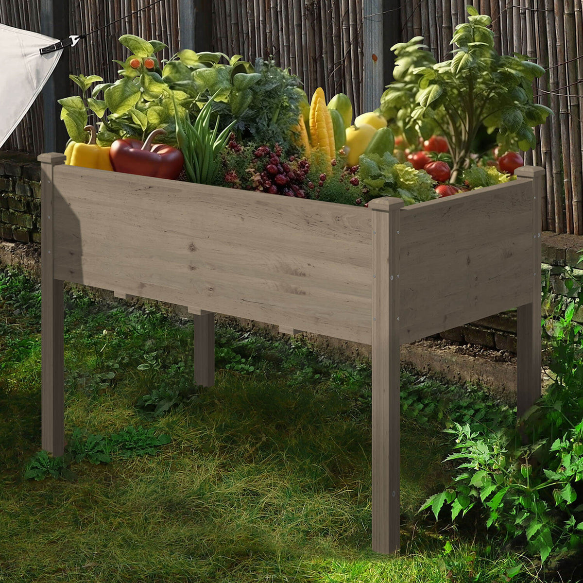 raised planter pots Wooden Raised Garden Bed with Liner, Cedar Planter Box with Drainage Holes