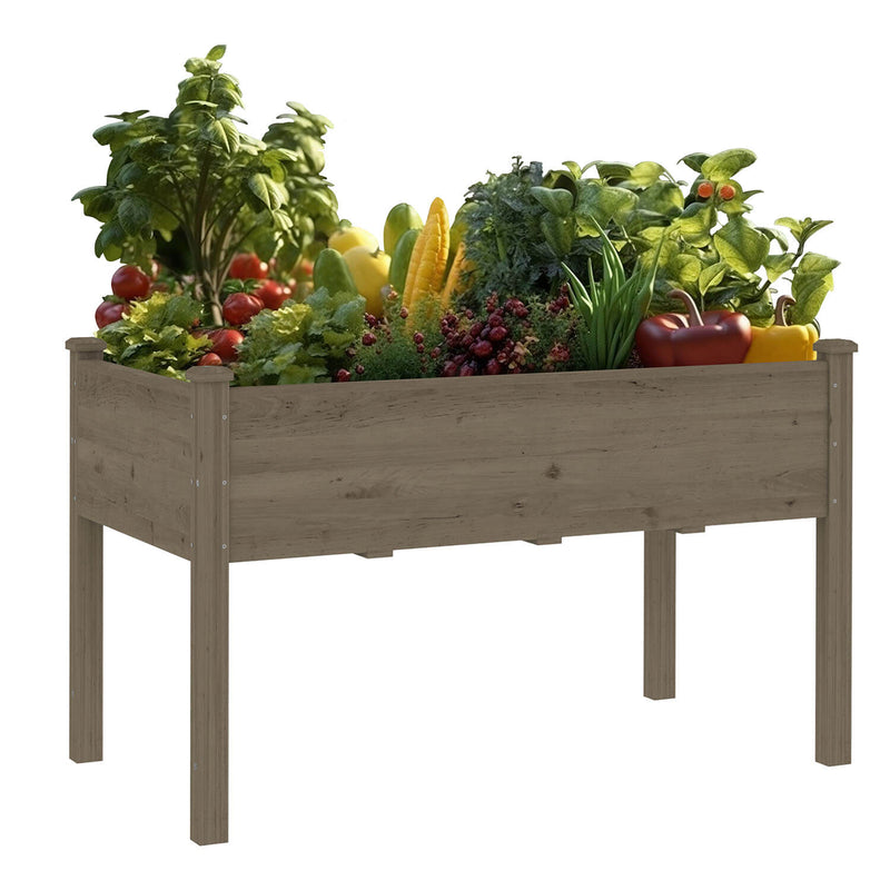 Wooden Raised Garden Bed with Drainage Hole, Mocha Brown
