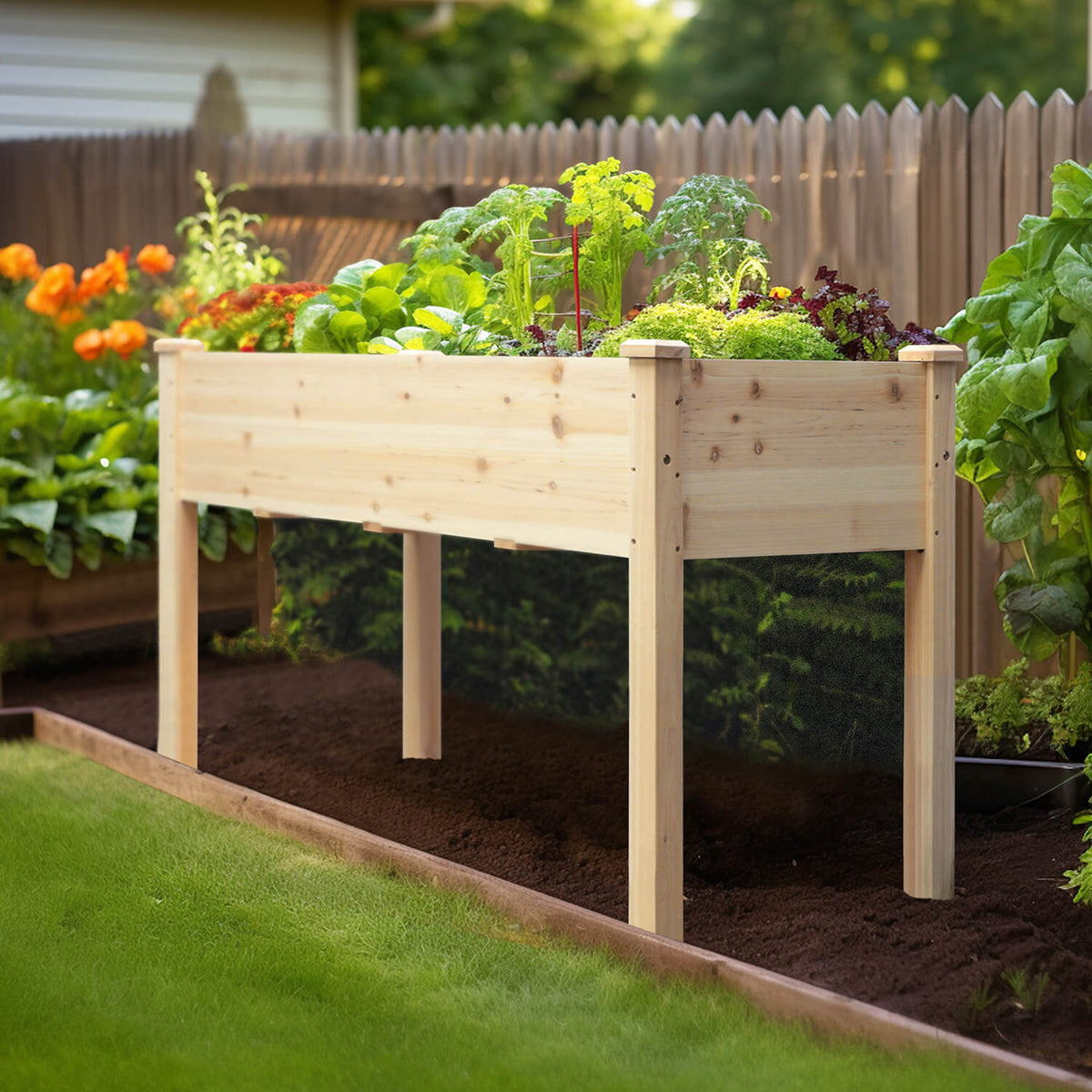 raised planter box, burlywood