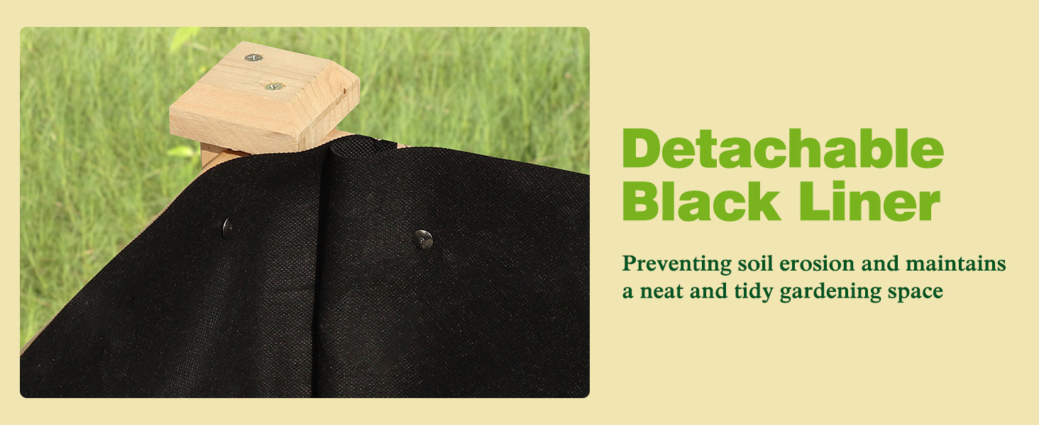 Wood planter box with Detachable Liner