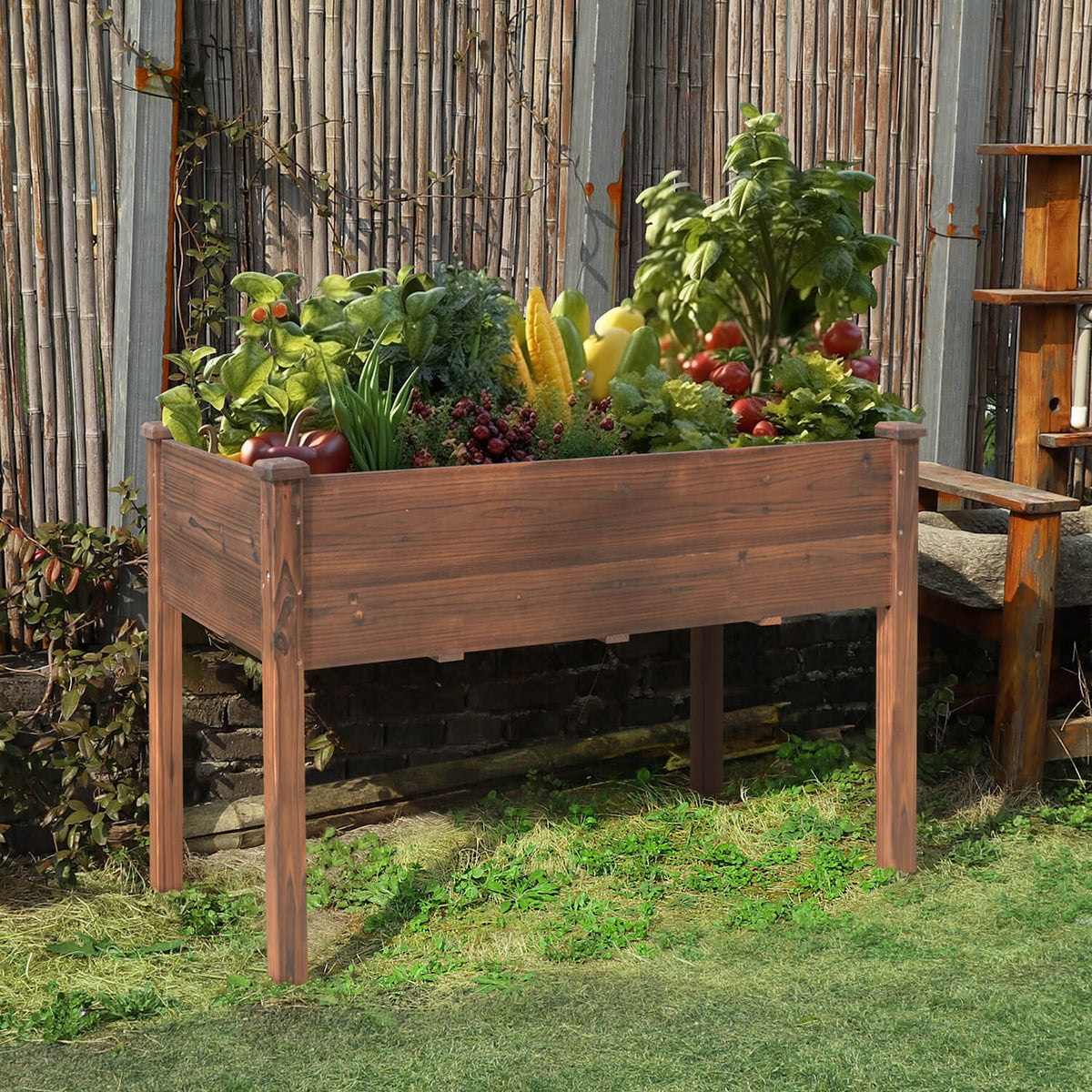 Elevated Planter with Drainage Holes, Saddlebrown