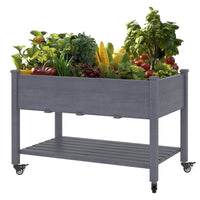 Gray Raised Garden Bed on Wheels