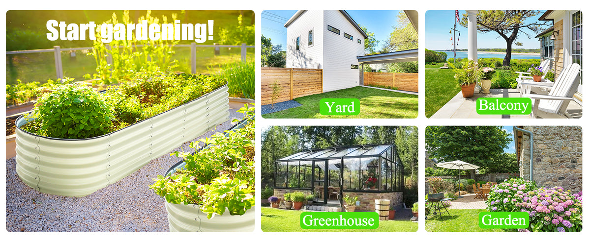 Veikous Metal Raised Garden Bed, 9-in-1 Modular Garden Beds for Vegetables Herbs and Flowers, Oval