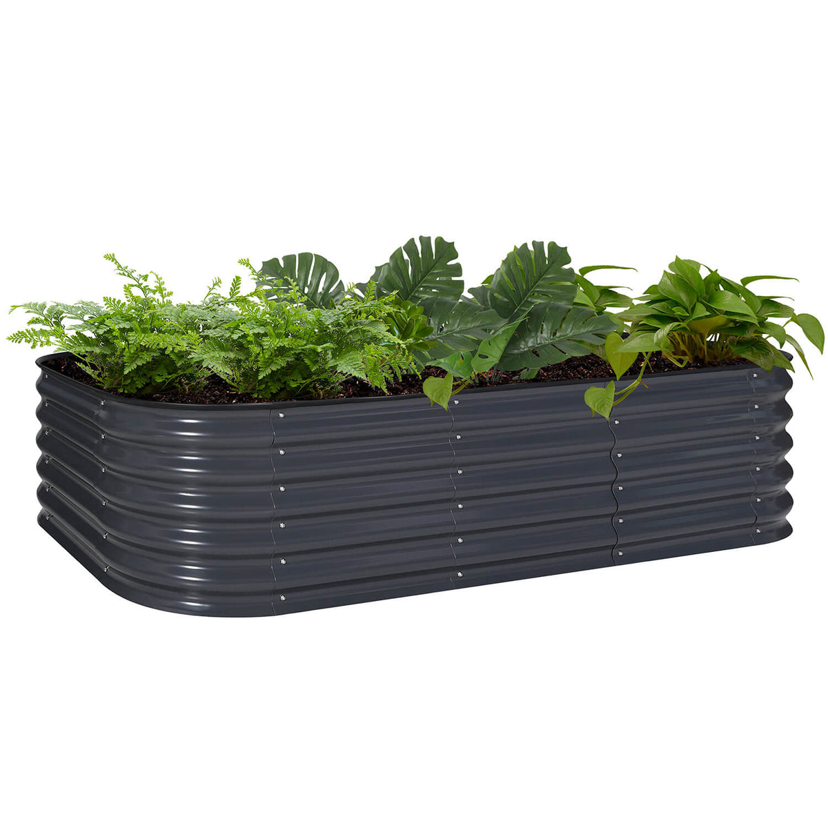 Veikous galvanized raised garden bed, 17" gray