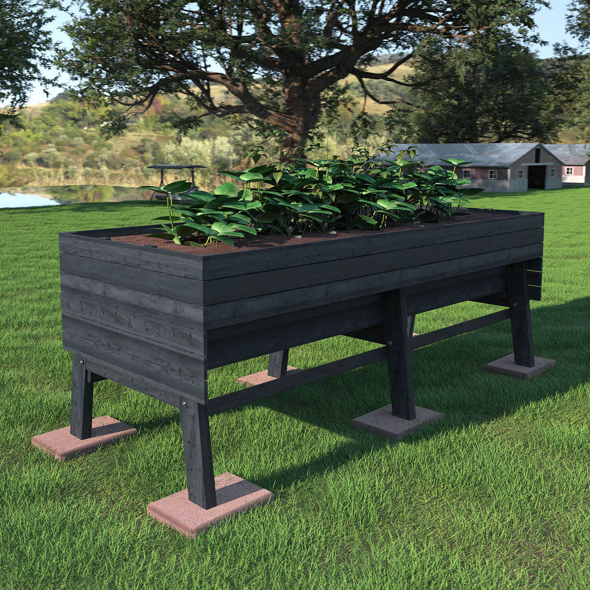 wood planter box with legs, Gray