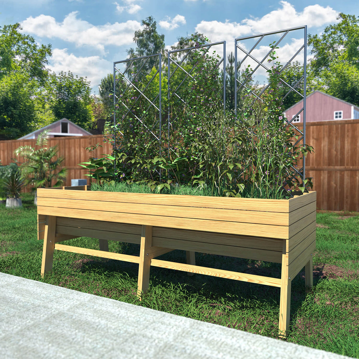 6ft Long Raised Garden Bed on Legs, Burlywood