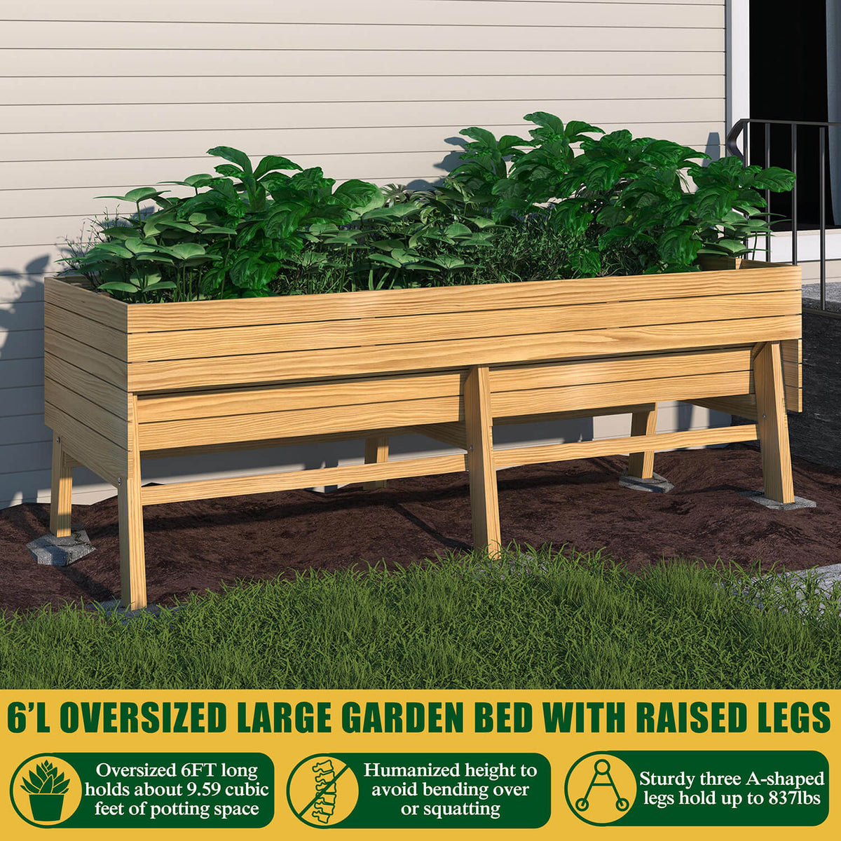 Raised Garden Bed with Legs, Burlywood