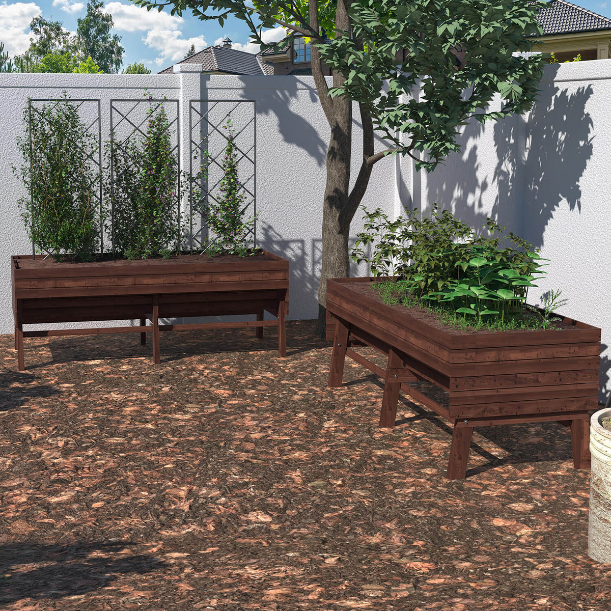 tall garden box planters Raised Garden Bed with Legs, Large Standing Planter Box, Wood