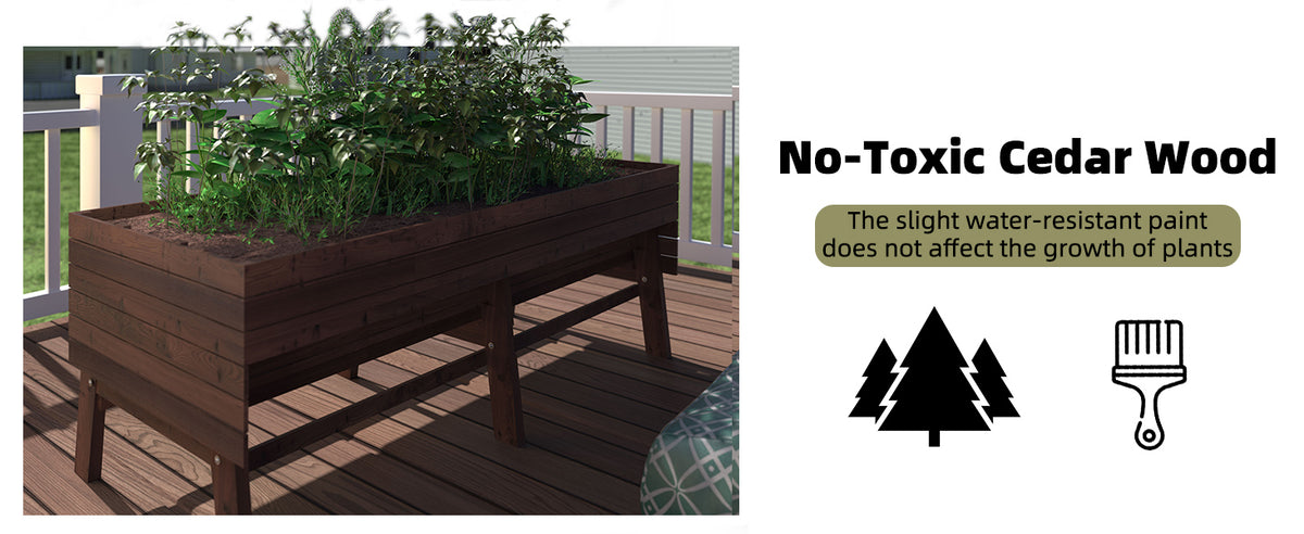 VEIKOUS Raised Garden Bed with Legs, Large Standing Planter Box Wood with Liner Design for Herbs