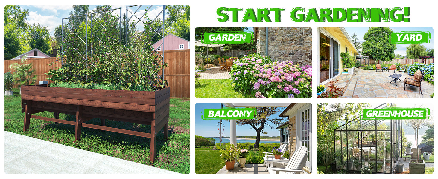 Standing planter box for garden, yard