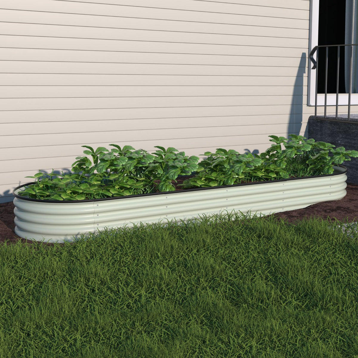 galvanized raised garden bed for Vegetables, 11in Pearl White