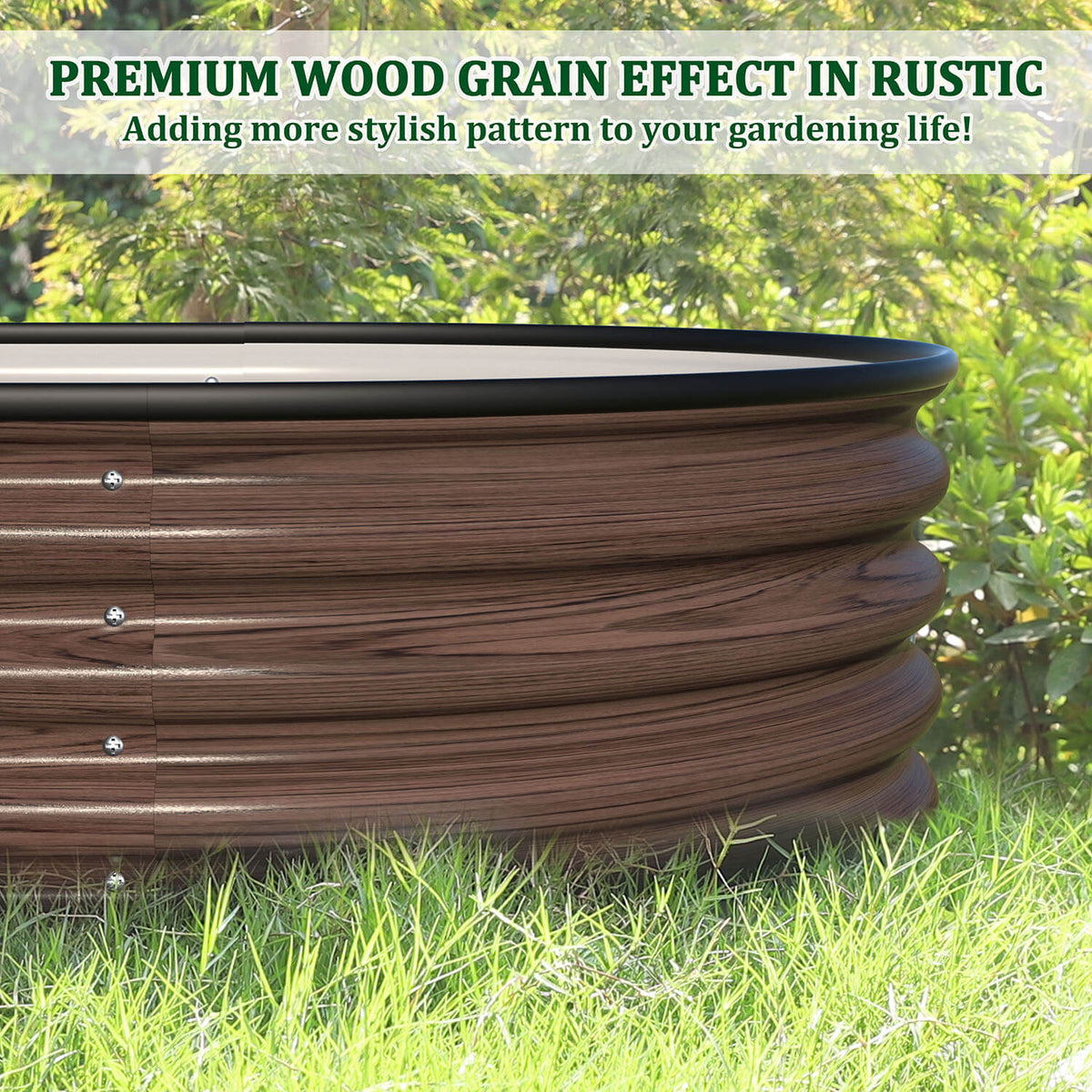 Wood-grain patterned metal planting box