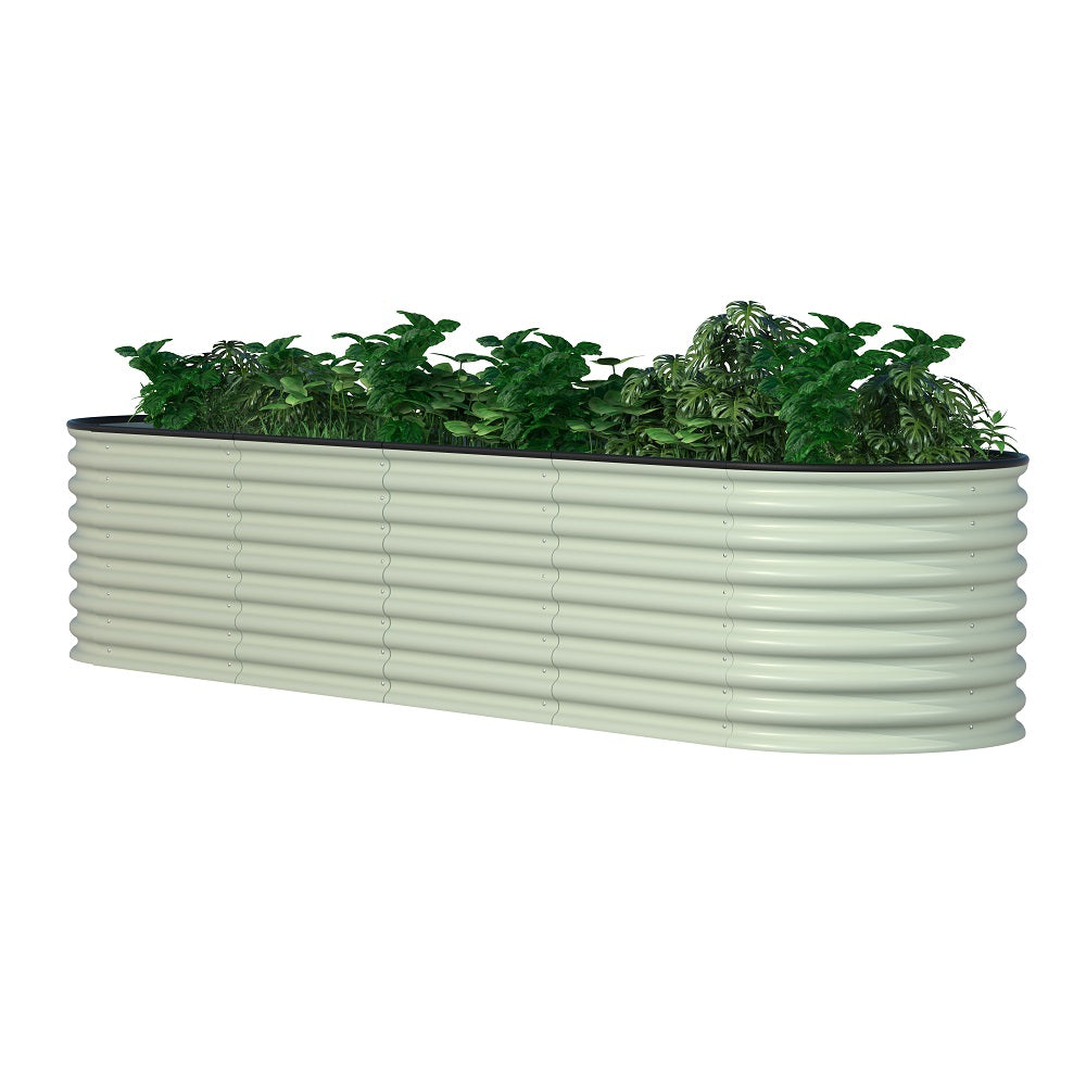 VEIKOUS Steel Flower Beds Outdoor for Vegetables, 23in Pearl White