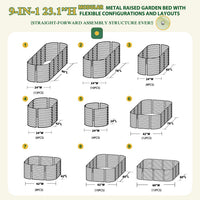 9-in-1 Raised Garden Bed 23.1"H
