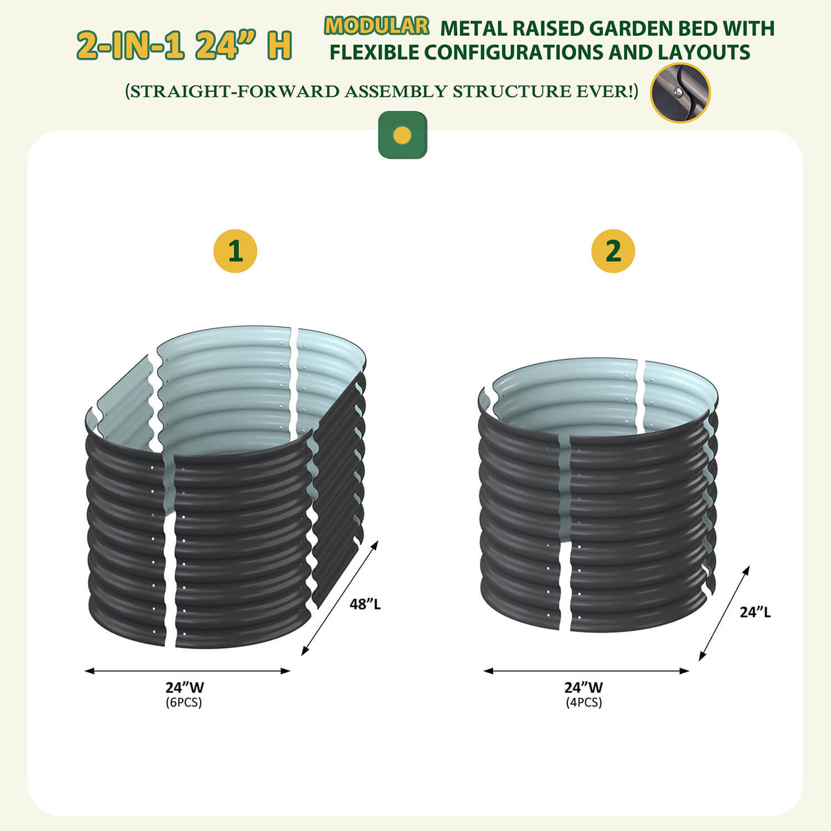 2-in-1 round garden bed