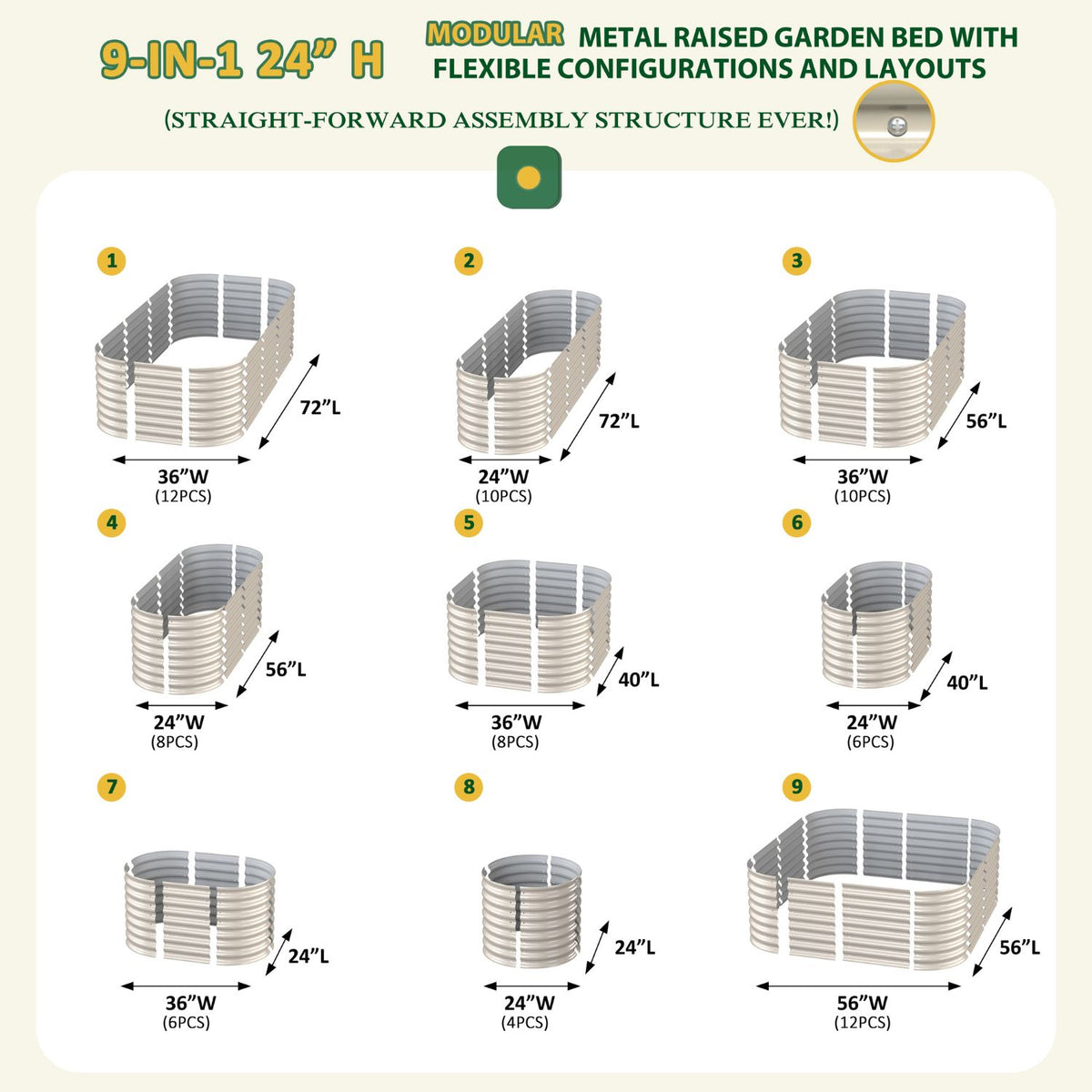 24"H Metal Garden Bed Kit
