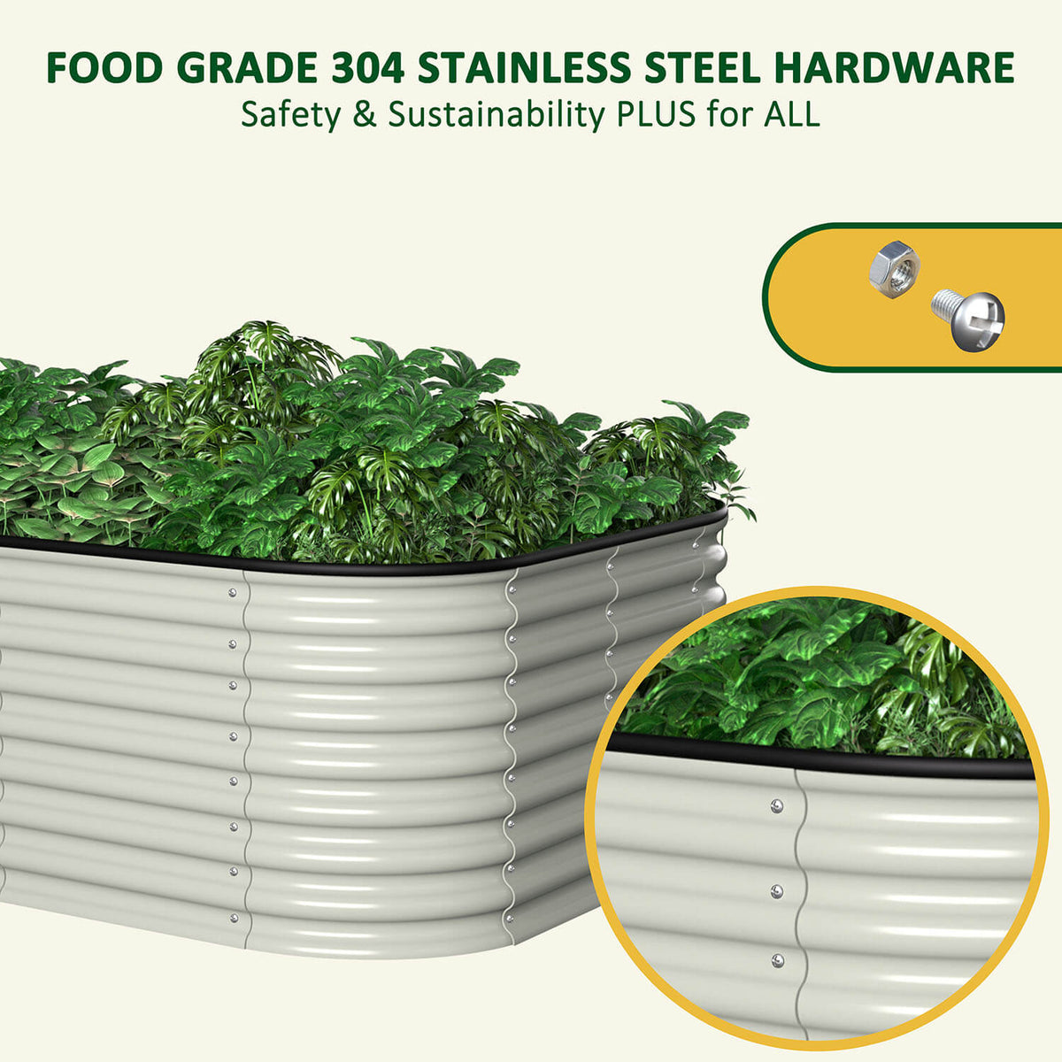 24" tall galvanized steel garden container