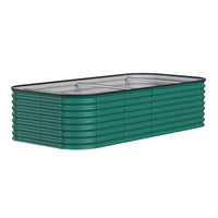 Green metal garden bed 