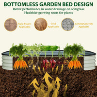 Oval Galvanized Garden Bed Outdoor, Open Bottom