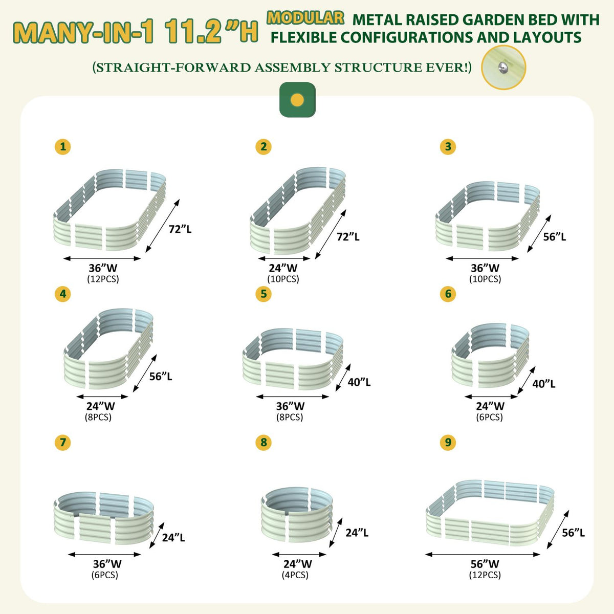 Modular Garden Beds, 6x3x1ft