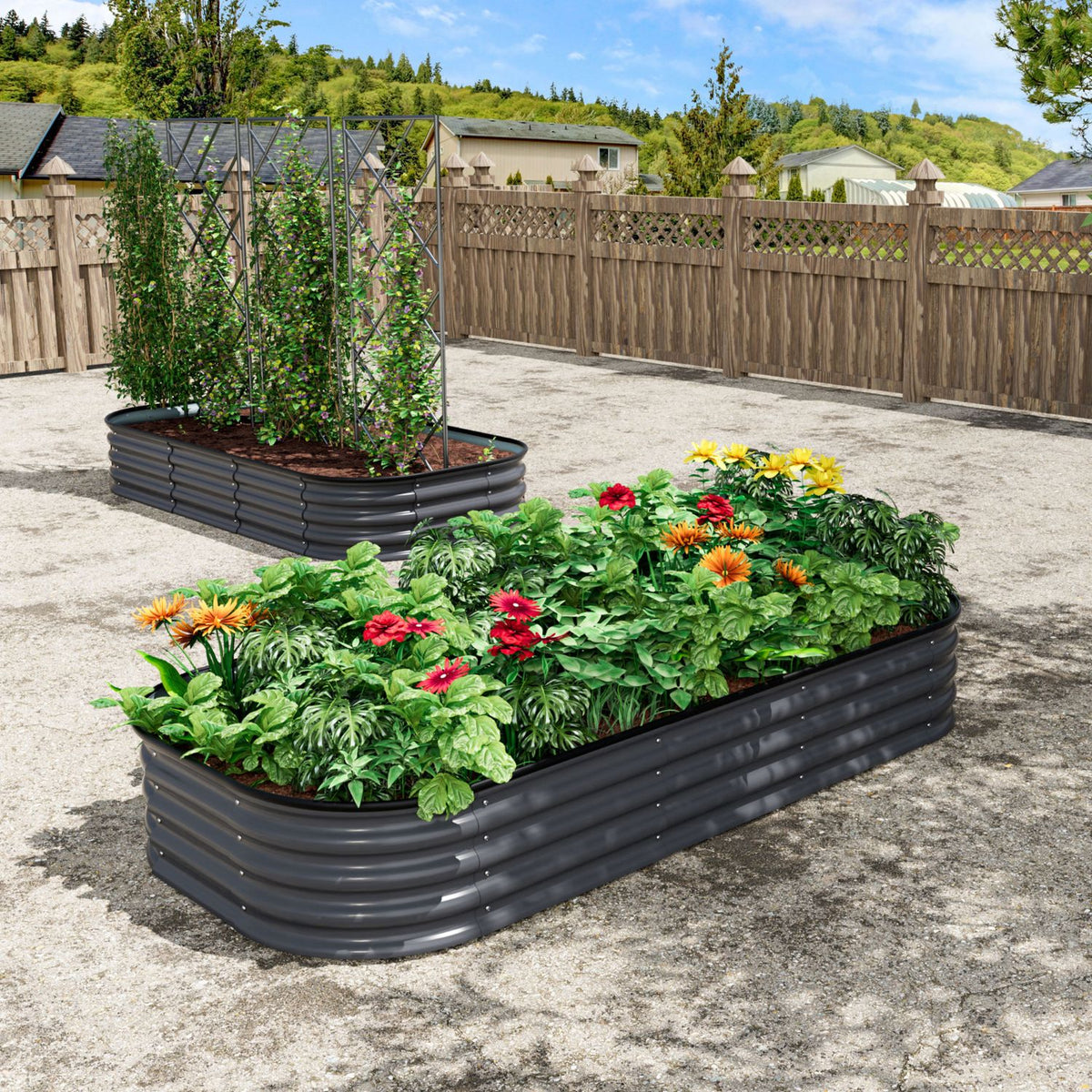 6x3x1 Steel Raised Garden Bed for Planting Flowers