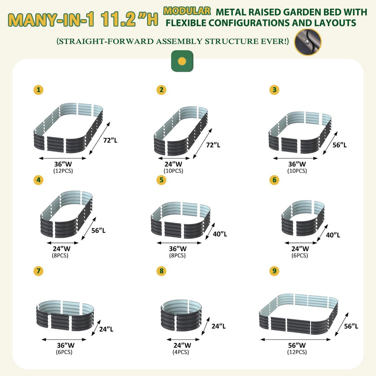 Veikous 11.2"H Steel Garden Box, Easy Assembly