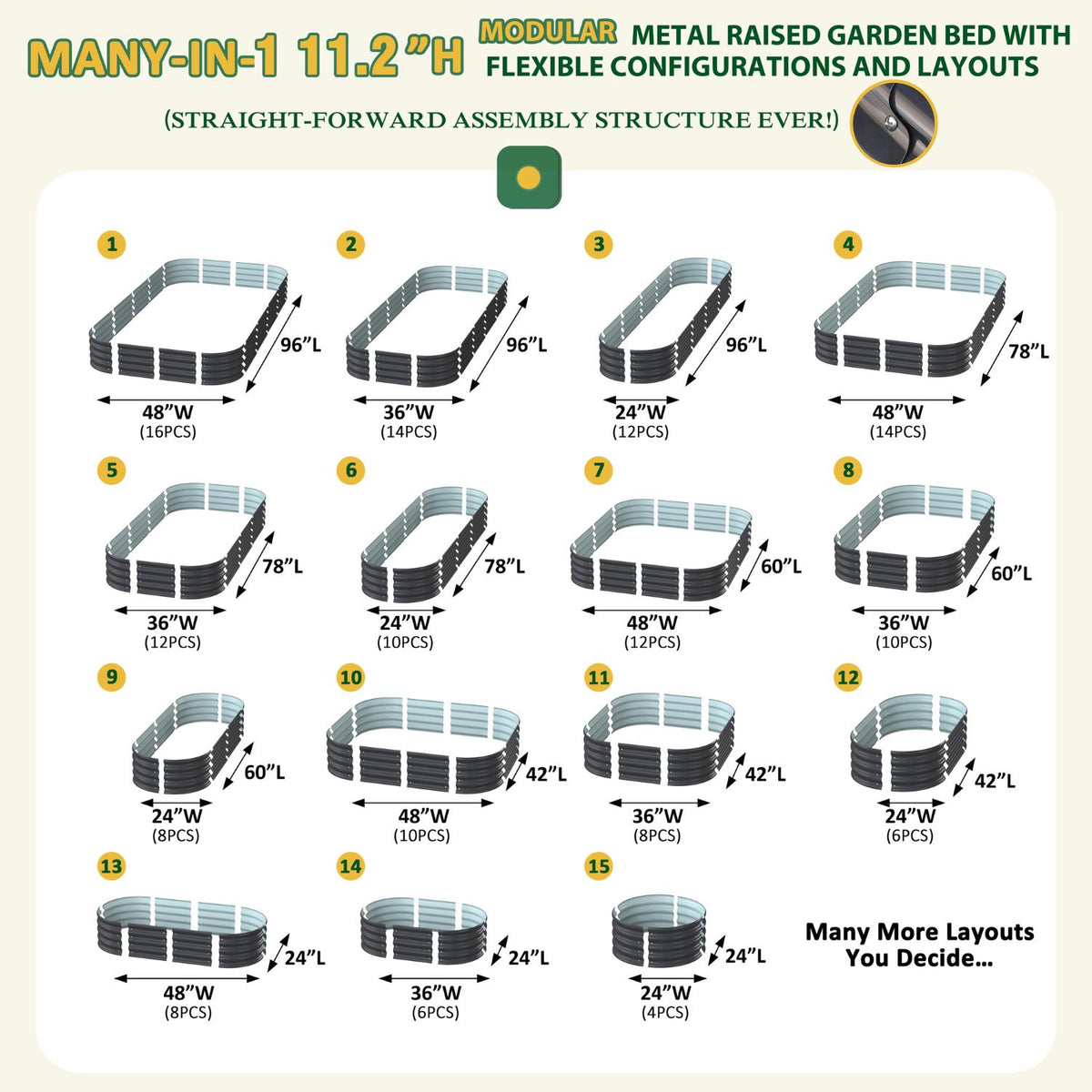 Modular many in one raised garden bed kit