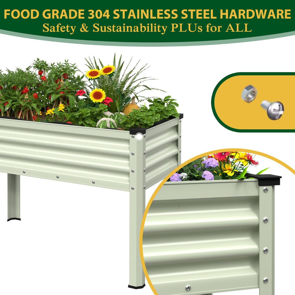 galvanized planters box Galvanized Planter With Legs, Steel Raised Garden Bed – Veikous