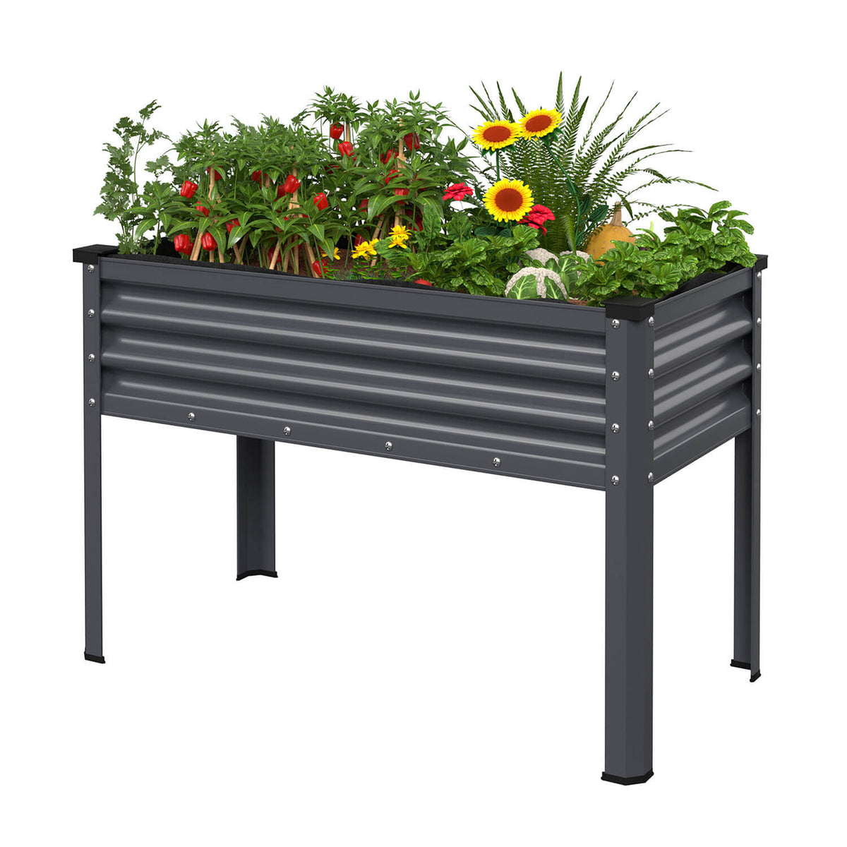 Steel planter box with legs, gray