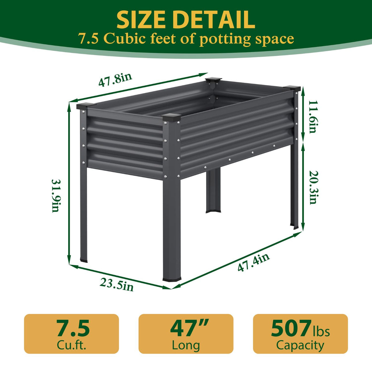 plastic planter with legs Galvanized Planter With Legs, Steel Raised Garden Bed Gray