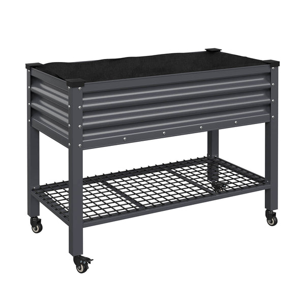 33" Mobile Raised Garden Bed with Shelf