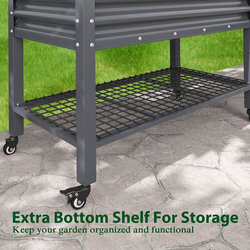 Mobile Raised Garden Bed with Shelf, Elevated Planter Box – Veikous