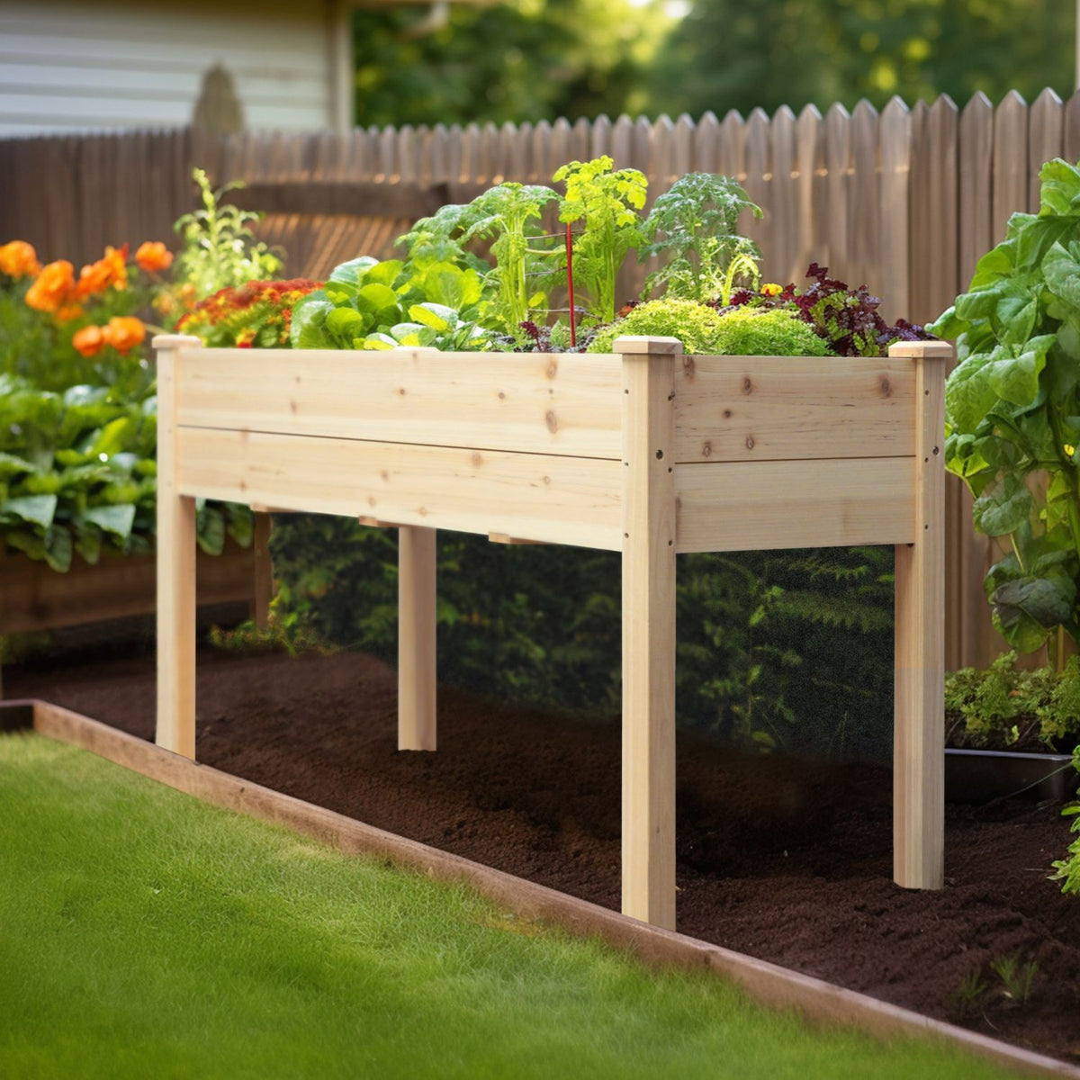Raised planter box, burlywood