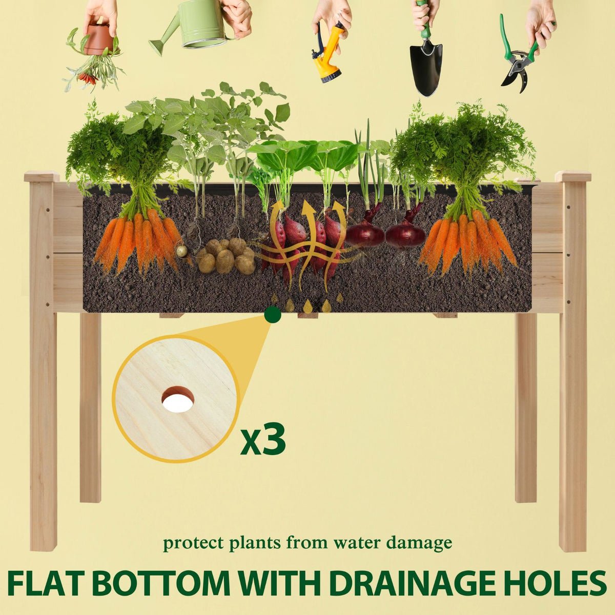 elevated planters box Elevated Planter with Drainage Holes, Wood for Herbs and Vegetables Saddlebrown