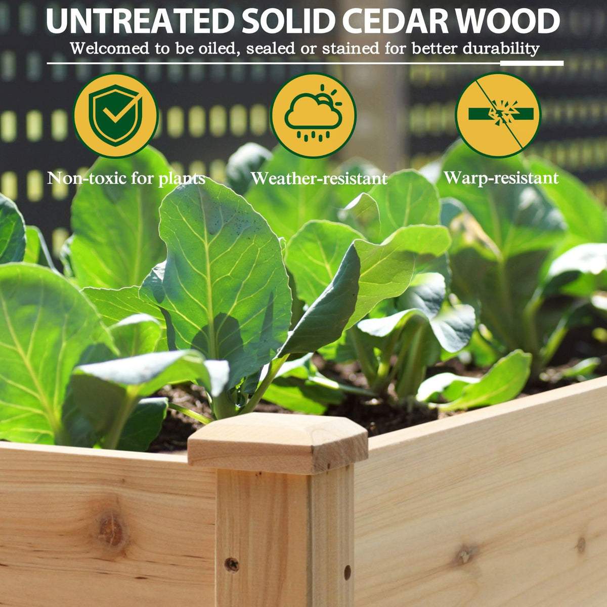 Wood Raised Garden Bed on Wheels, Burlywood