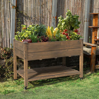 elevated planter with wheels, Brown