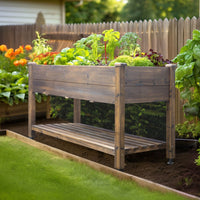 Raised Garden Bed on Wheels with Legs, Brown