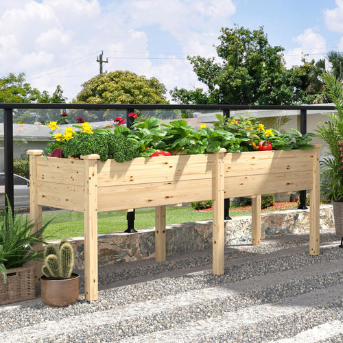 Wood raised planter with legs