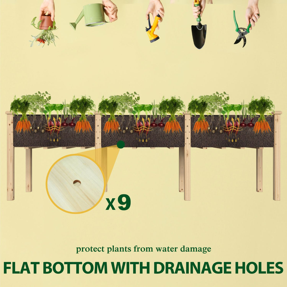 Veikous Raised Bed with Drainage System