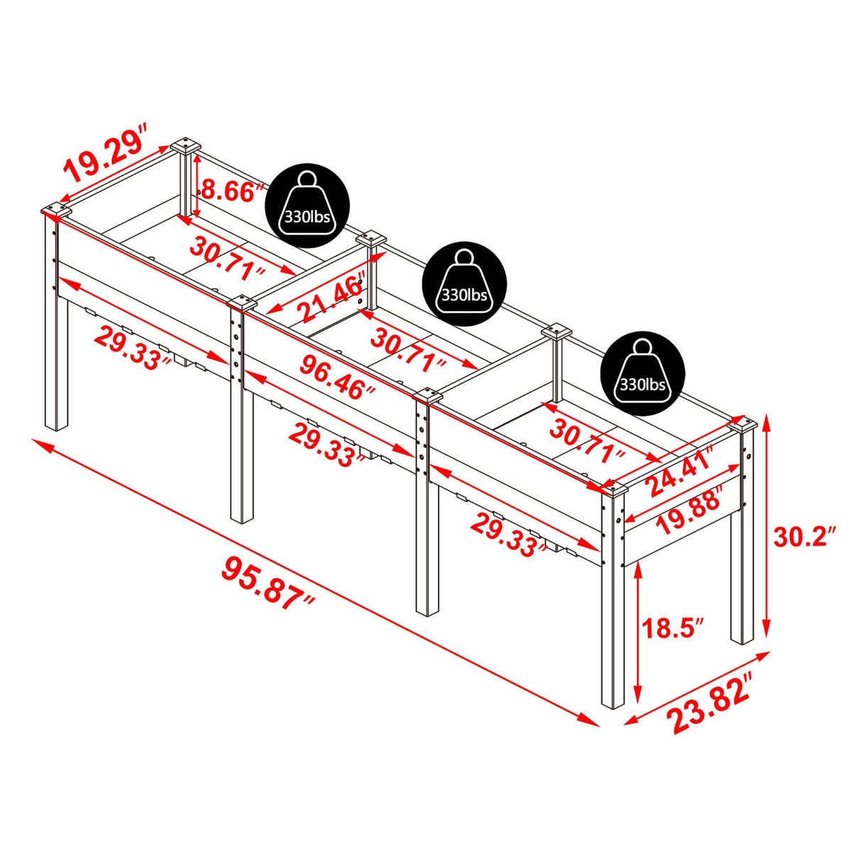 Cedar Planter Box from Veikous, Holds up to 990lbs