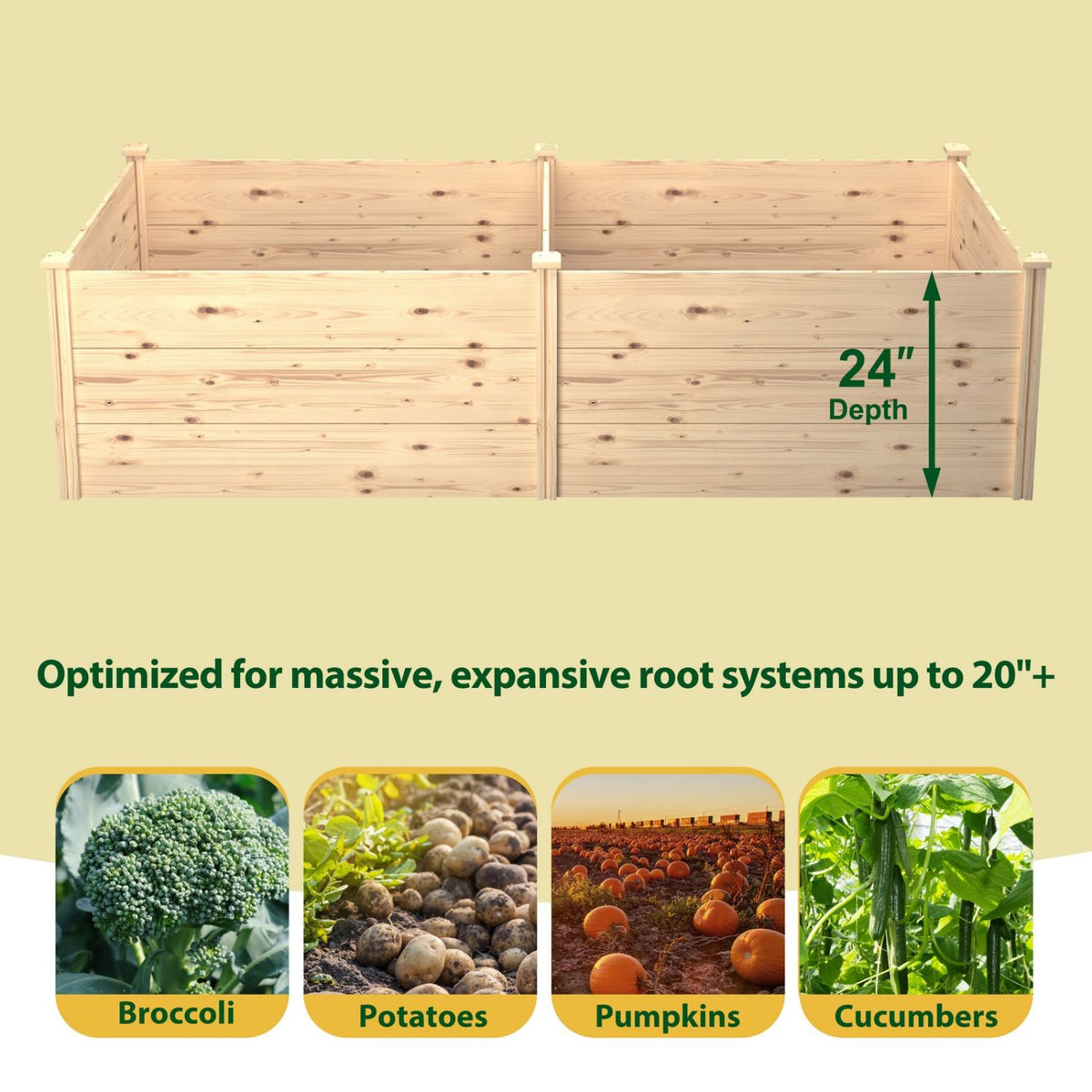 Veikous 4x8 Raised Bed, Large Wooden Beds for Garden, Plant Vegetables, Flowers, Herbs